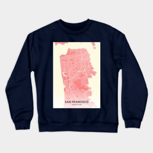 San Francisco City Map Pink & Yellow Crewneck Sweatshirt